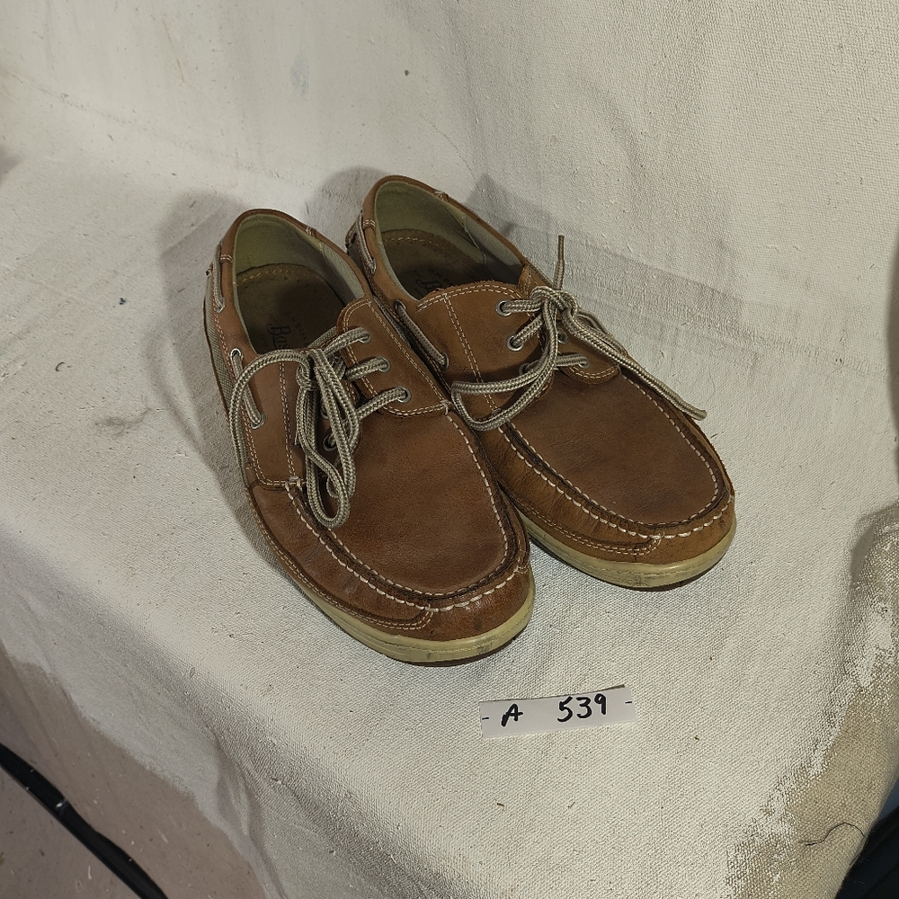 Men's Size 13 M  Brown Leather And Canvas Boat Shoes by Bass & CO